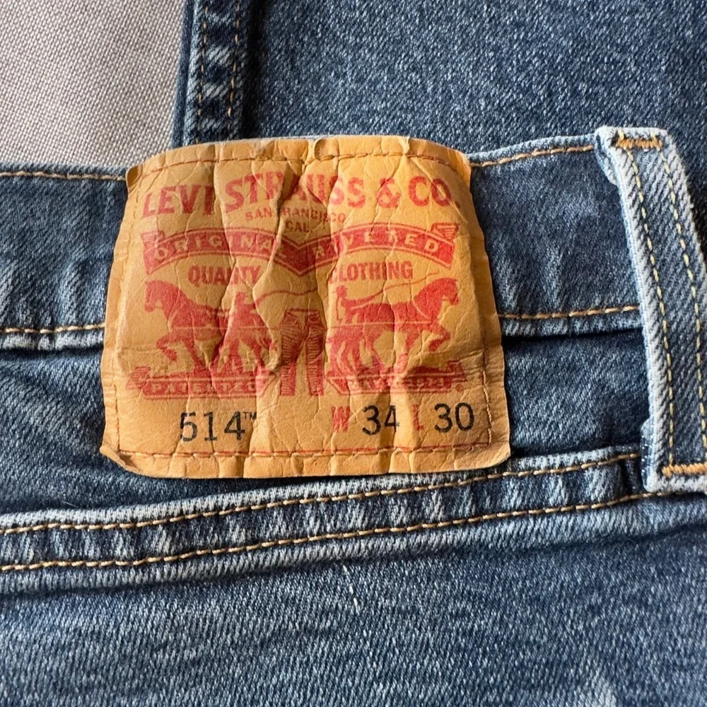 Levis 514 Straight Fit Jeans Mens 34x30 Medium Wash Blue Stretch Denim Utility